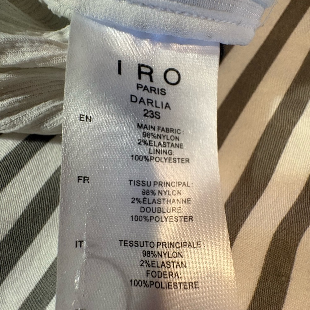 Dressy shimmery white ruched blouse with gold/silver stripes.by IRO. EUC - Picture 8 of 10